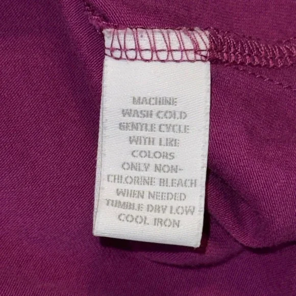 Charter Club Womens Fuscia Purple Embroidered Split V-Neck 3/4 Sleeve Top Size M - Picture 5 of 5